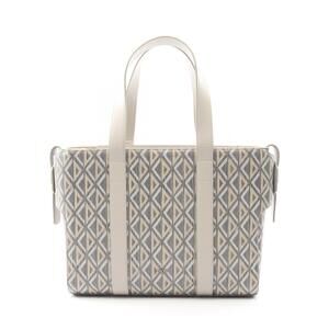 Christian Dior CD Diamond Tote Bag Canvas Leather Gray Multicolor